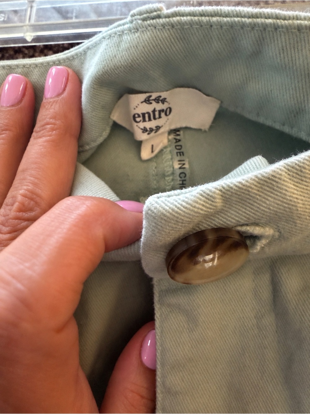 entro Mint Green Wide-Leg Cotton Chinos - Picture 2 of 2